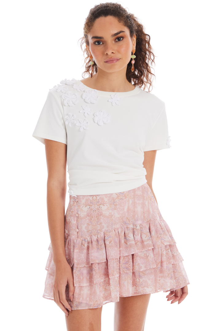 FLORAL CROCHET TEE