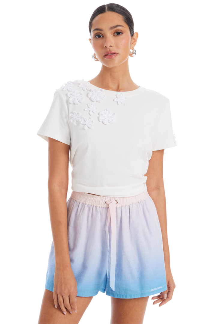 FLORAL CROCHET TEE