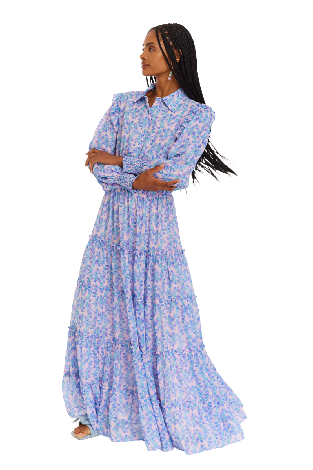 PURPLE FLORAL MAXI DRESS