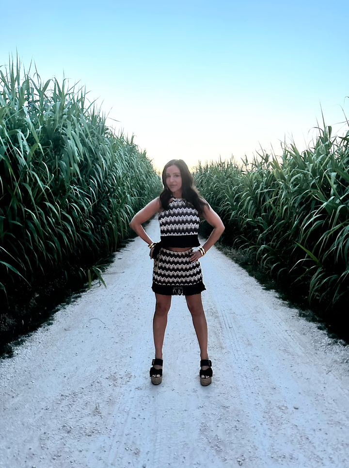 FRINGE TRIM MINI SKIRT