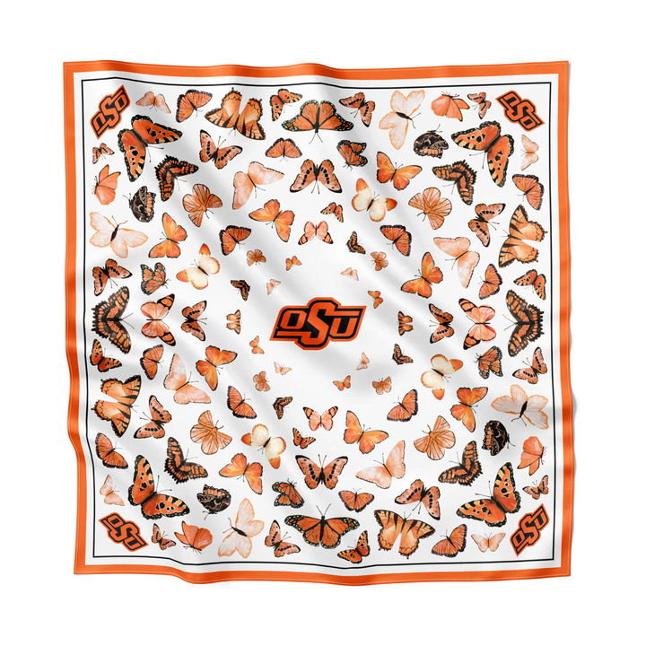 Oklahoma State University (OSU) - Butterfly Square Silk Scarf