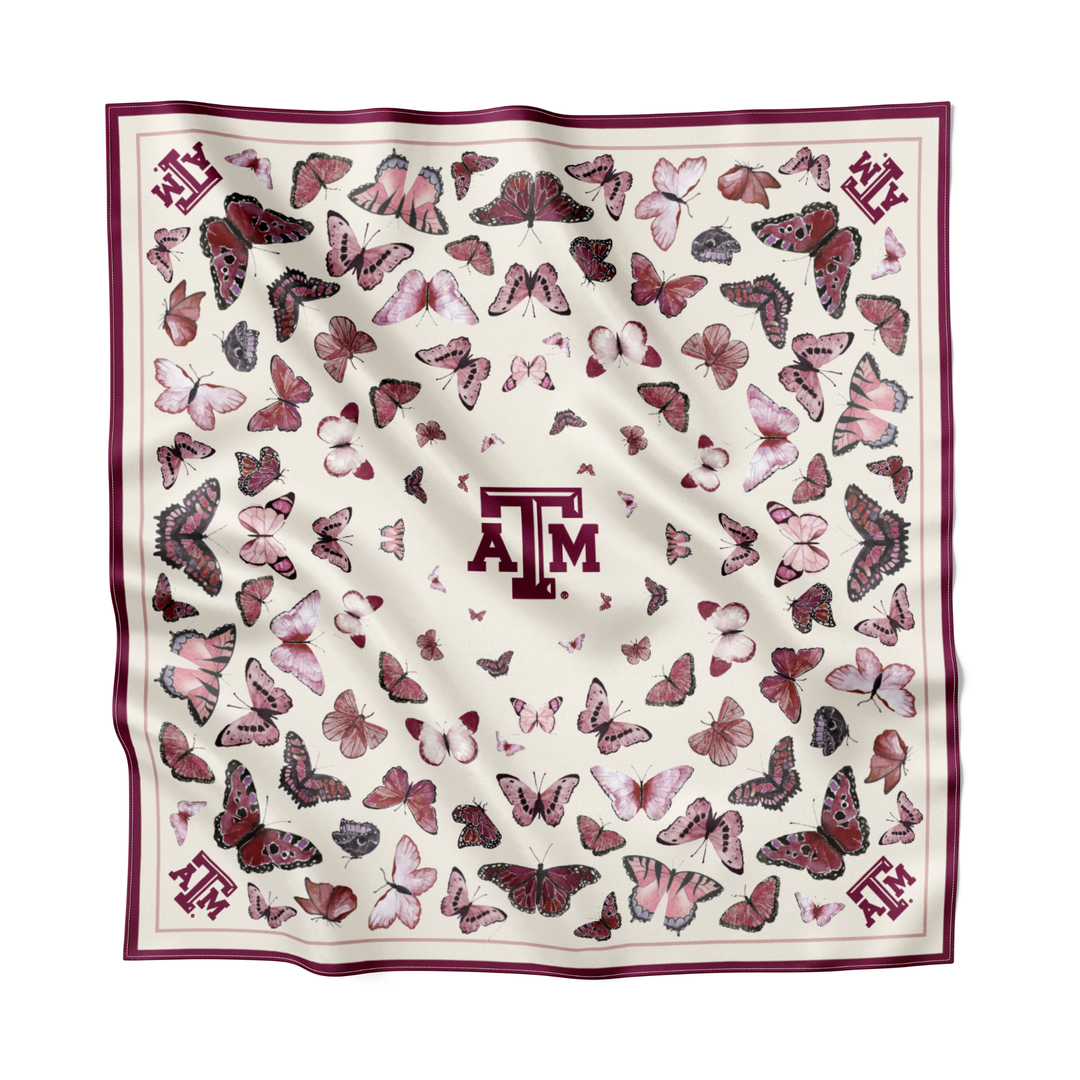 Texas A&M University - Butterfly Square Silk Scarf