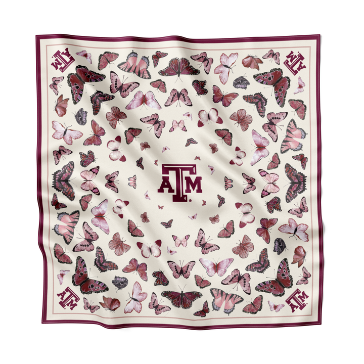 Texas A&M University - Butterfly Square Silk Scarf