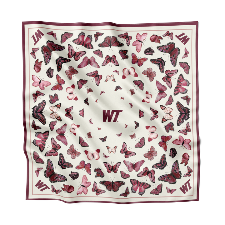 West Texas A&M University (WTAMU) - Butterfly Square Silk Scarf