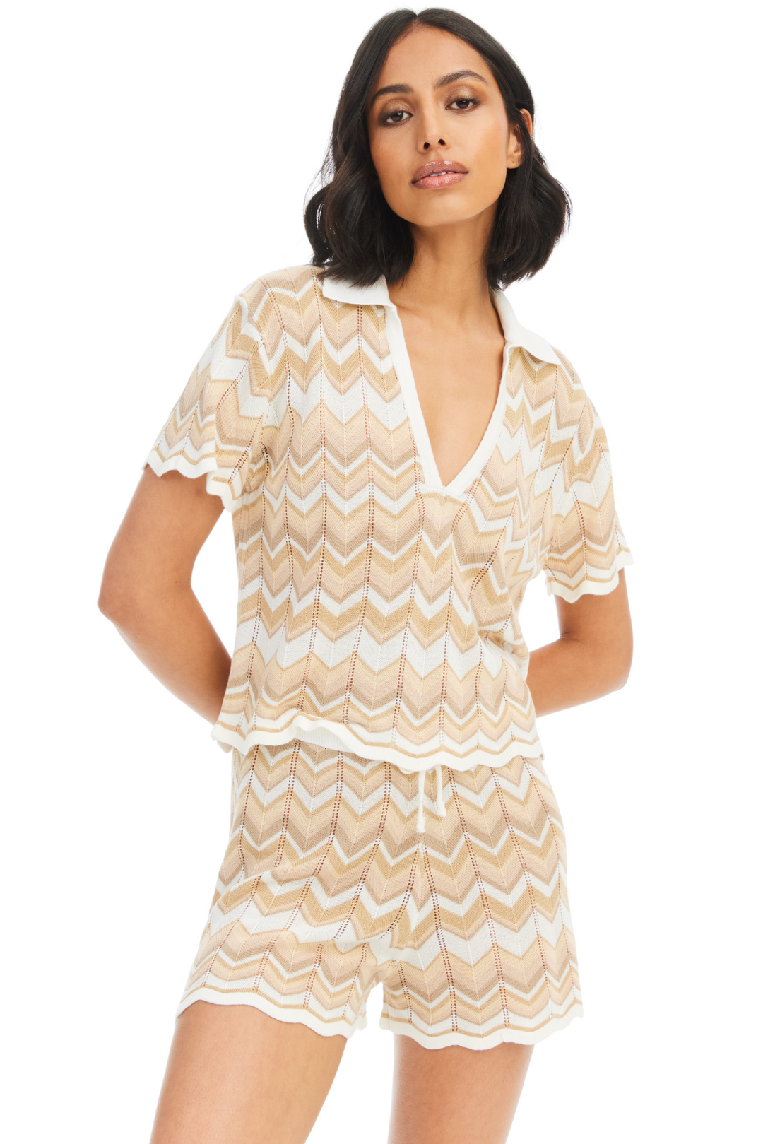 【PORTERNA】Miron knit short one piece CHEVRON KNIT SHORTS – ALLISON New York