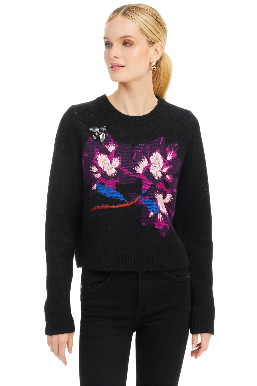 FLORAL EMBROIDERED SWEATER