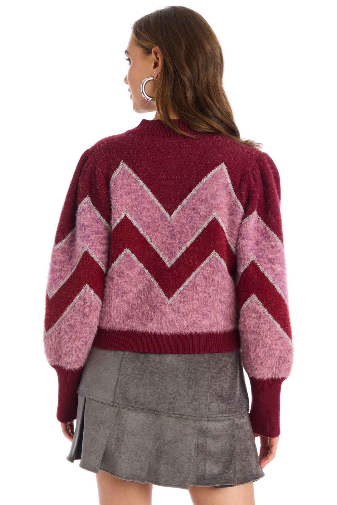 FUZZY CHEVRON CARDIGAN