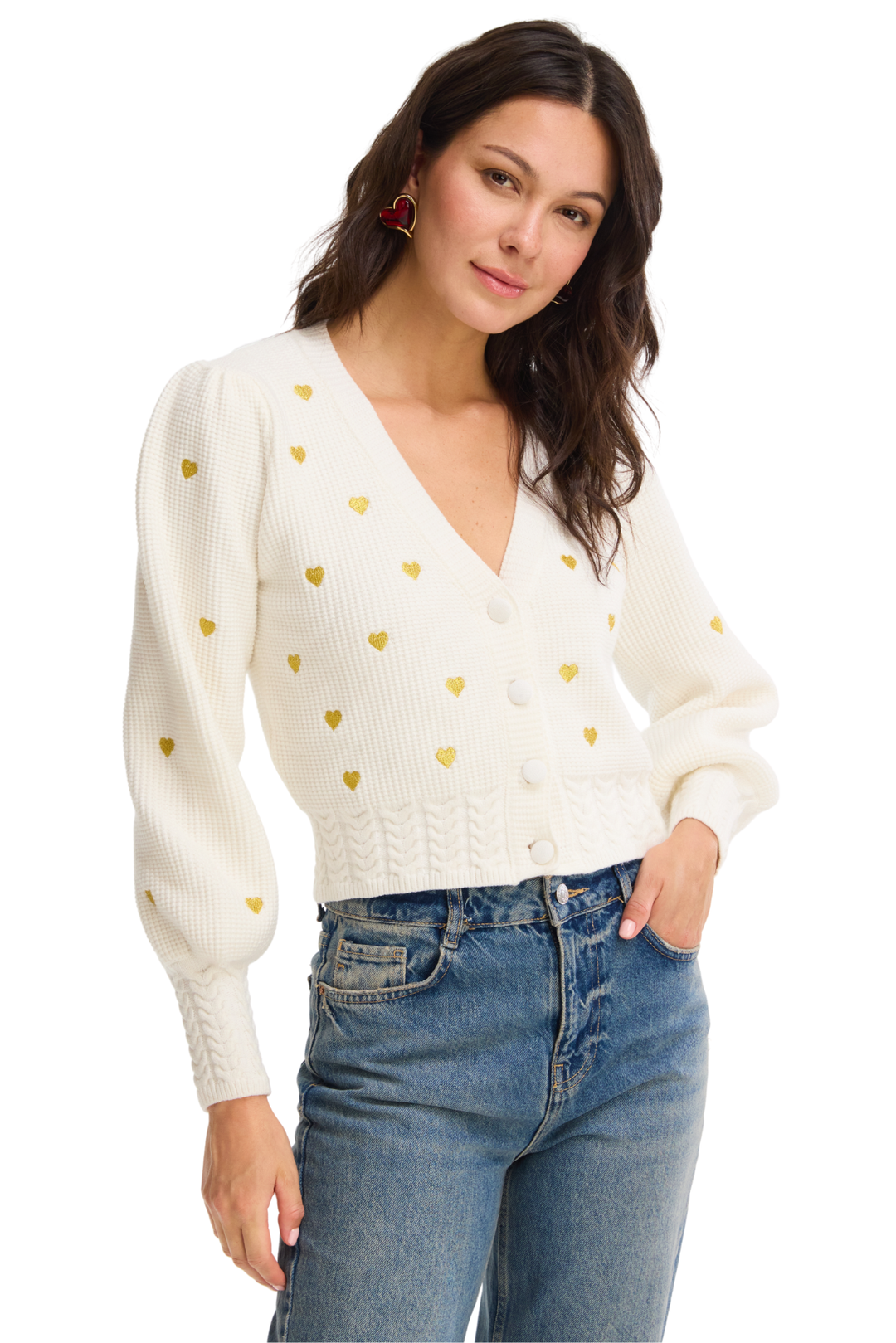 GOLD HEARTS PIPER CARDIGAN