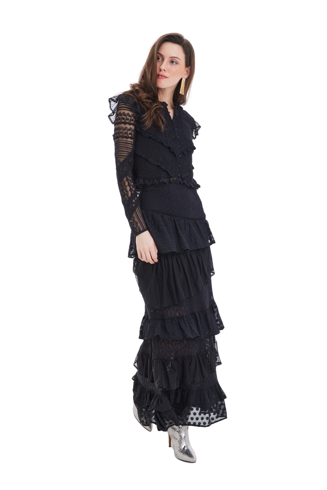 kendal ruffle sleeve maxi dress Francesca's Kendal Ruffle Sleeve Maxi Dress
