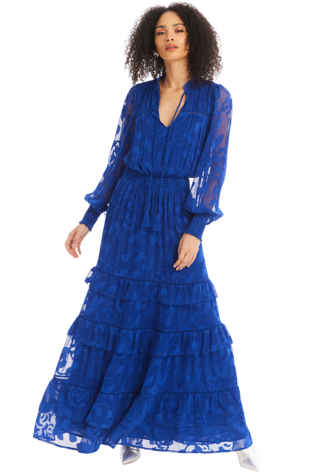 nora lace long sleeve maxi dress High-shine looks to elevate every occasion. Shop the Nora Lace Detail Maxi Dress at the link in bio. #ShonaJoy