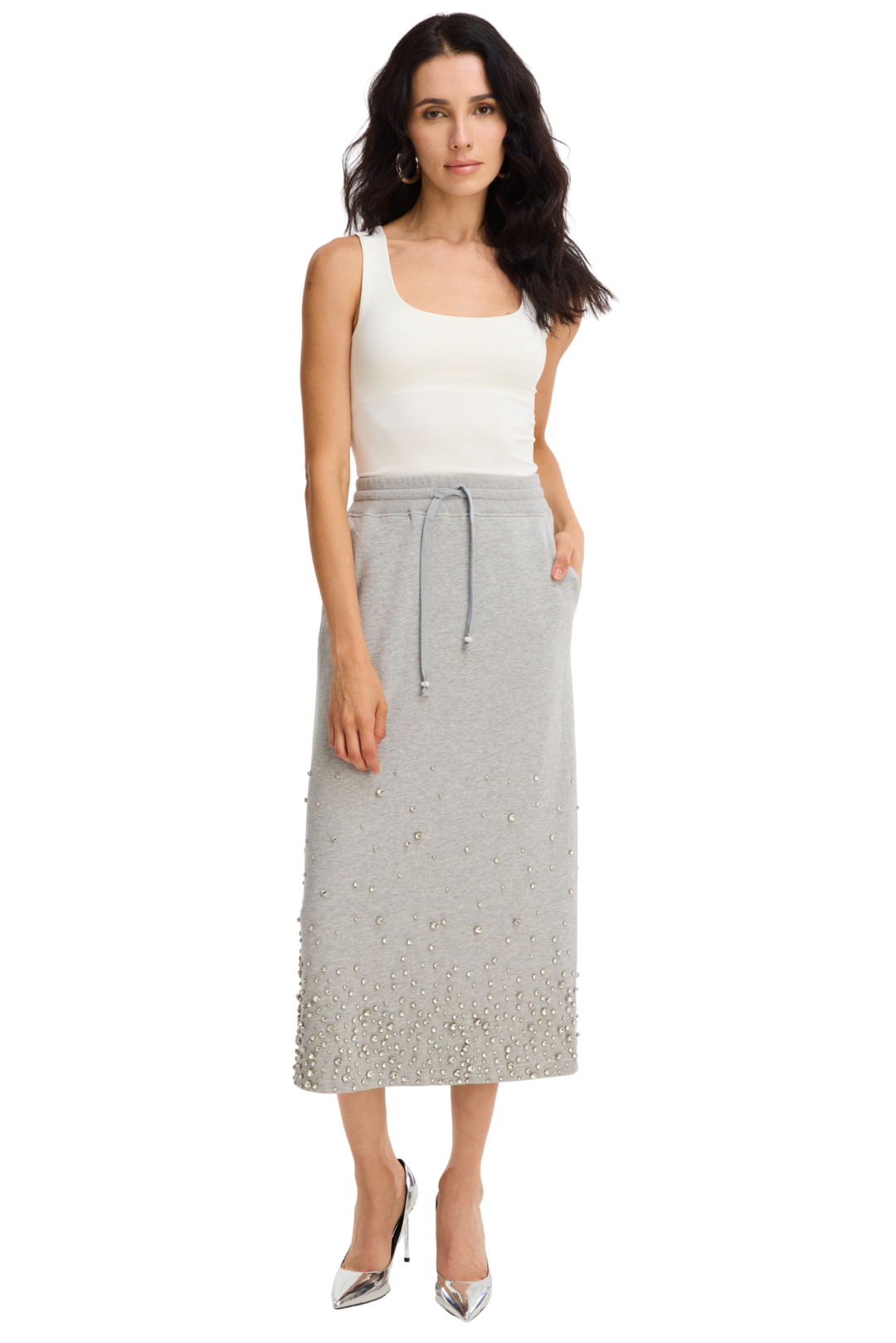 RHINESTONE MIDI SKIRT