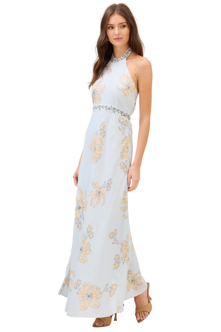riley maxi dress Riley Cream White Draped Tulle Maxi Dress, L / White