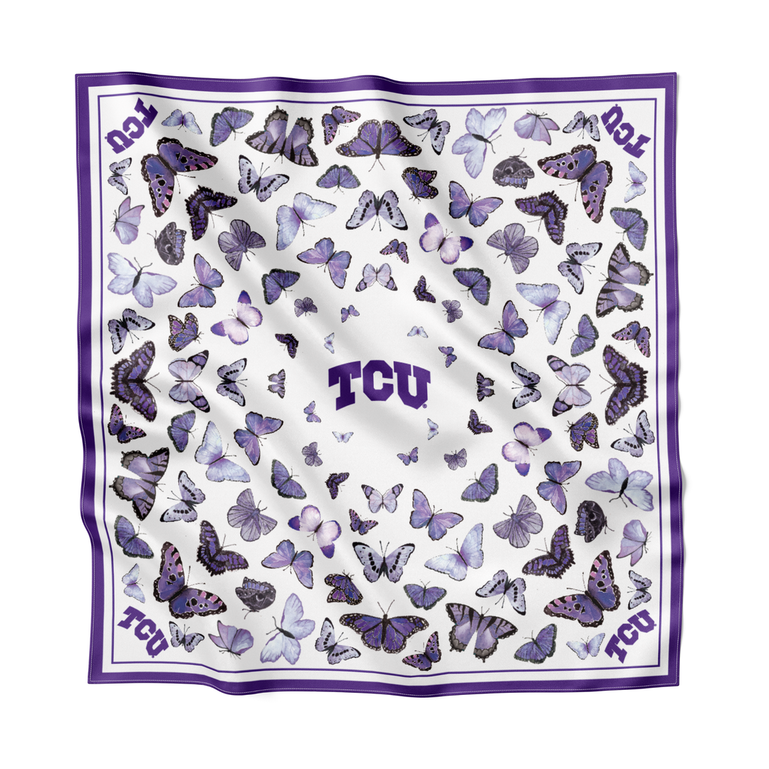 Texas Christian University (TCU) - Butterfly Square Silk Scarf