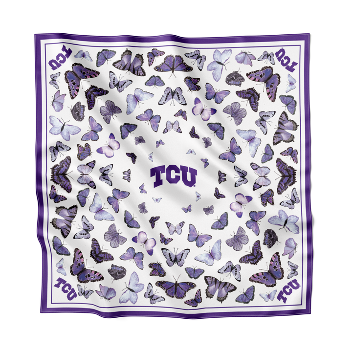 Texas Christian University (TCU) - Butterfly Square Silk Scarf