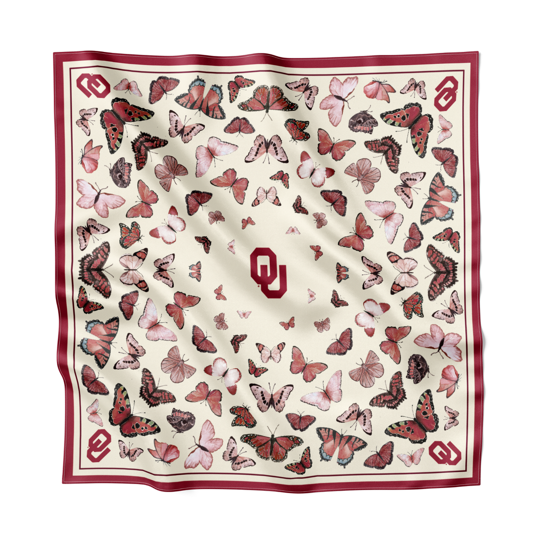 The University of Oklahoma (OU) - Butterfly Square Silk Scarf