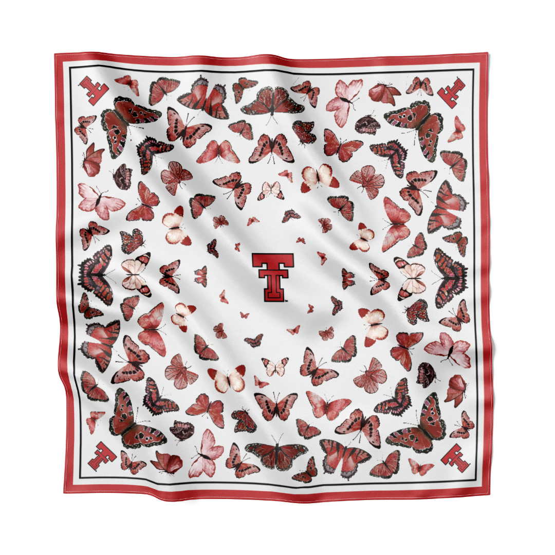 Texas Tech University - Butterfly Square Silk Scarf