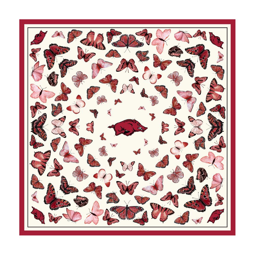 The University of Arkansas - Butterfly Square Silk Scarf