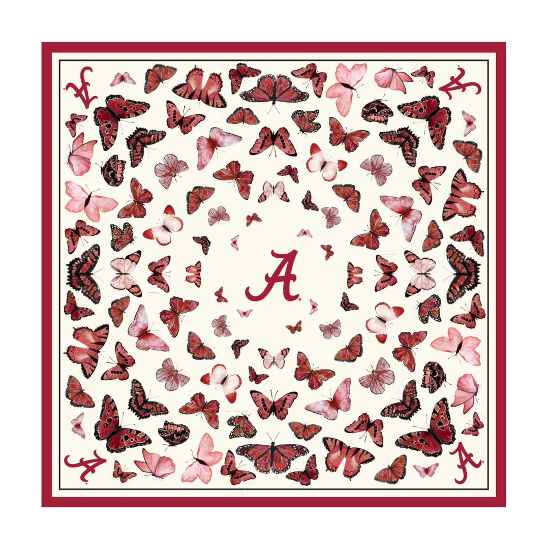 The University of Alabama - Butterfly Square Silk Scarf - Pre-Order