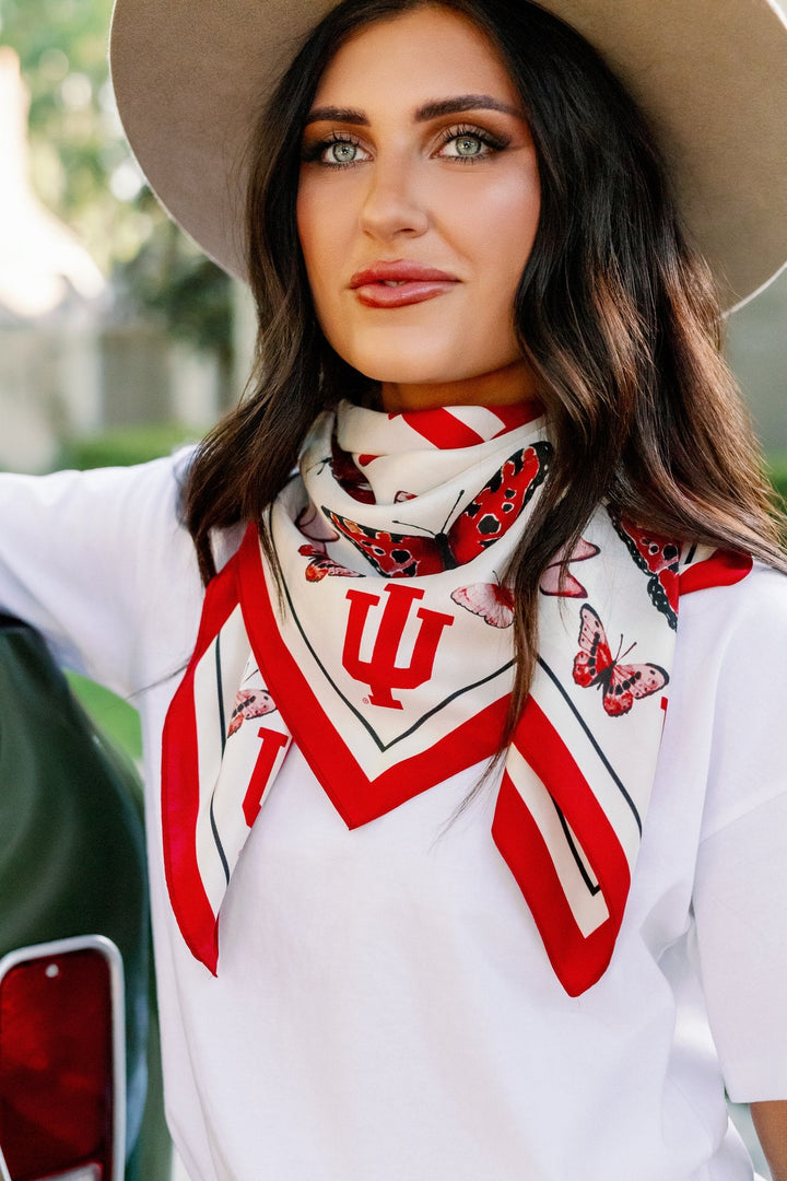 Indiana University - Butterfly Square Silk Scarf