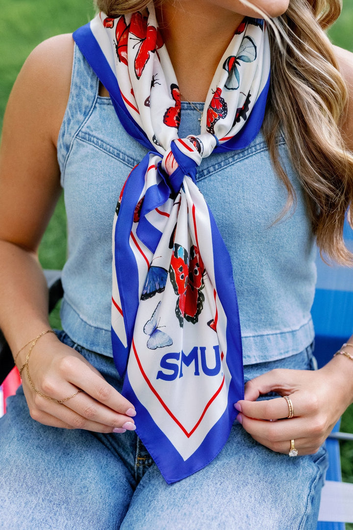 Southern Methodist University (SMU) - Butterfly Square Silk Scarf