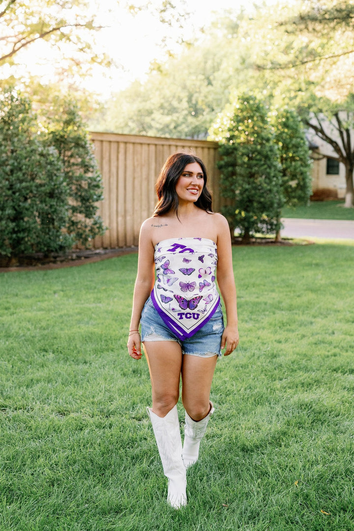 Texas Christian University (TCU) - Butterfly Square Silk Scarf