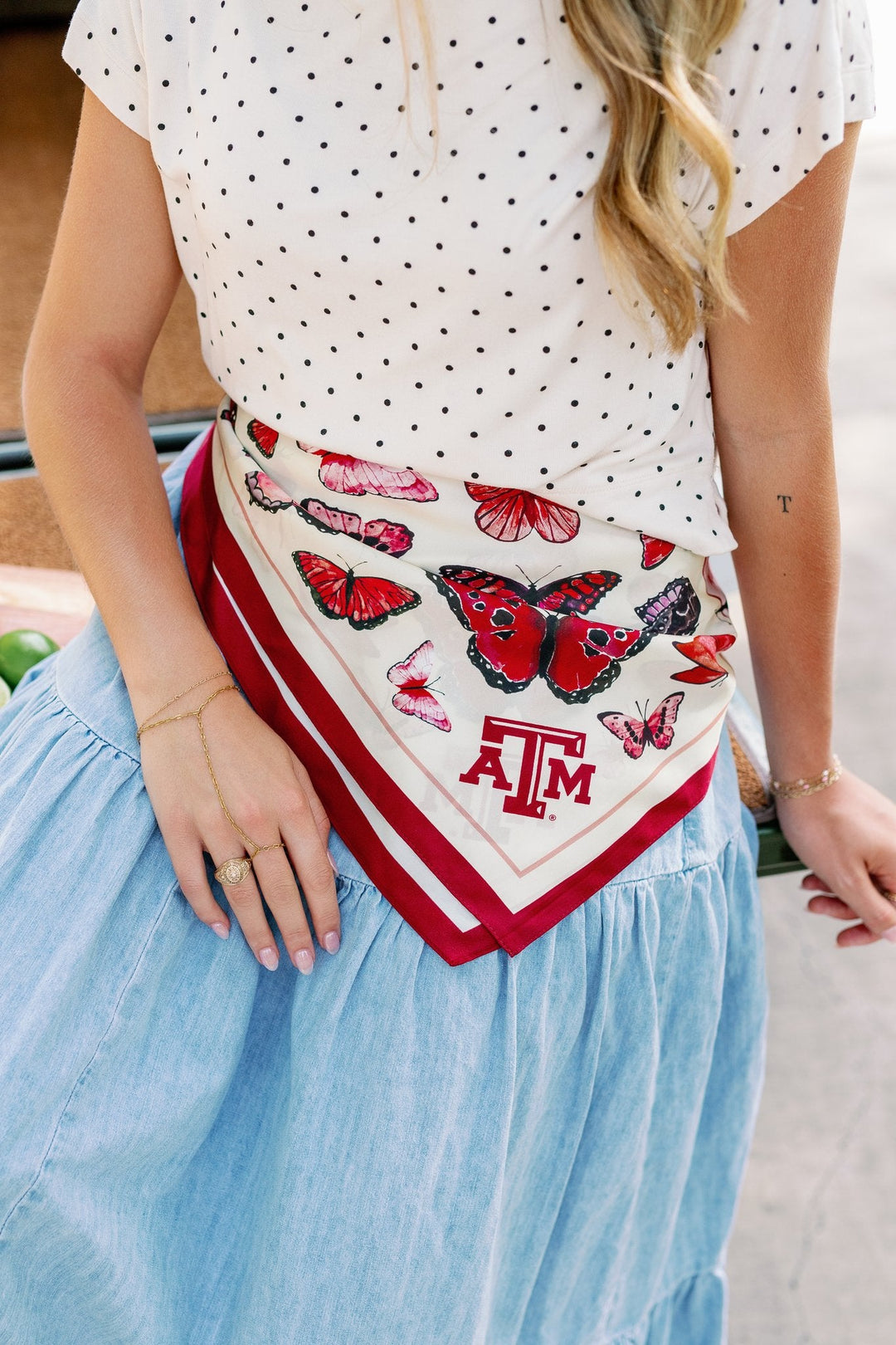 Texas A&M University - Butterfly Square Silk Scarf