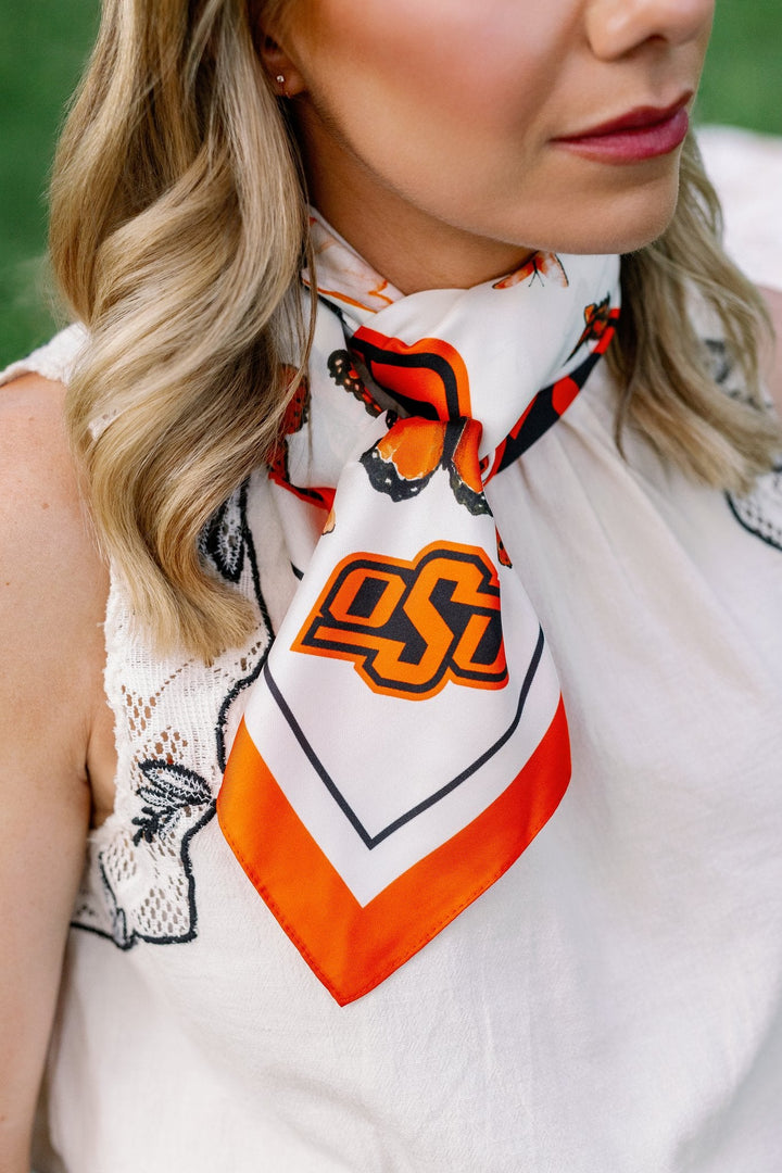 Oklahoma State University (OSU) - Butterfly Square Silk Scarf