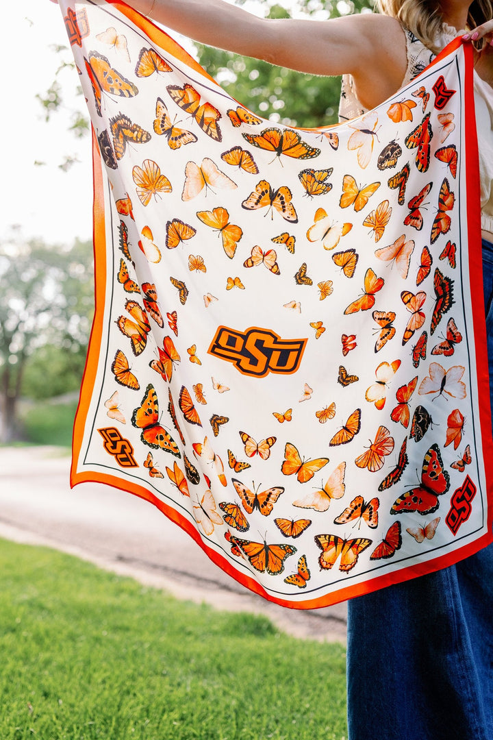 Oklahoma State University (OSU) - Butterfly Square Silk Scarf