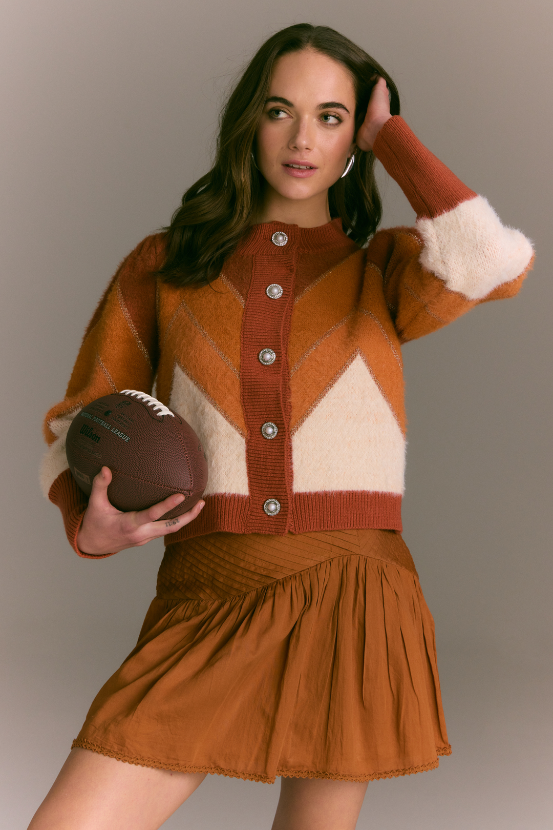 FUZZY CHEVRON CARDIGAN