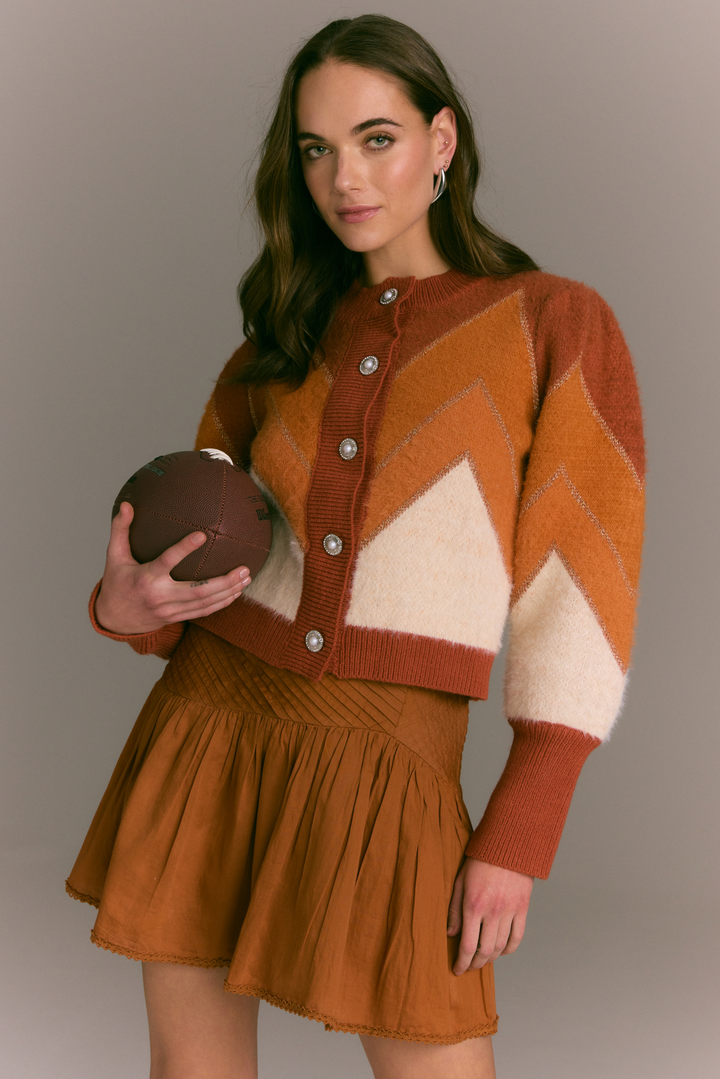 FUZZY CHEVRON CARDIGAN