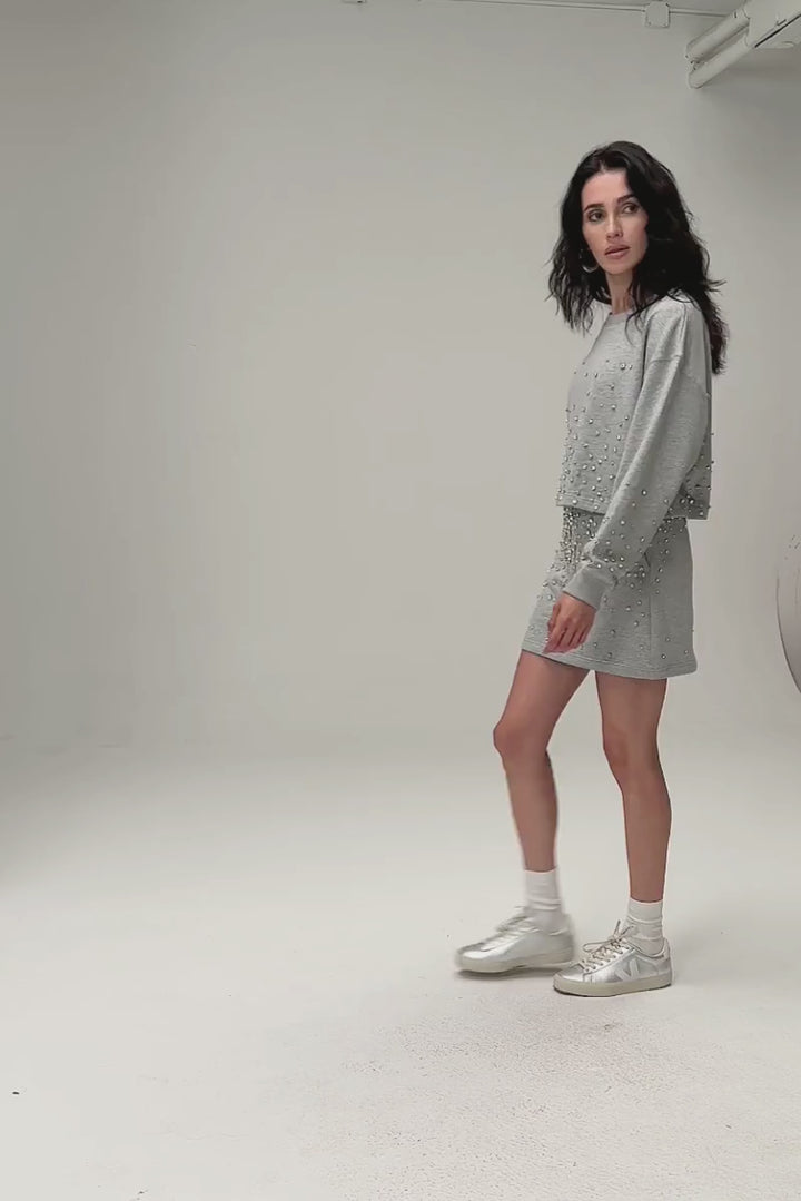 RHINESTONE CROPPED PULLOVER