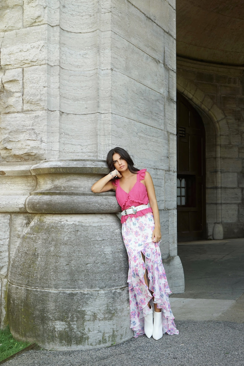 AVERY MAXI SKIRT - PINK FLORAL